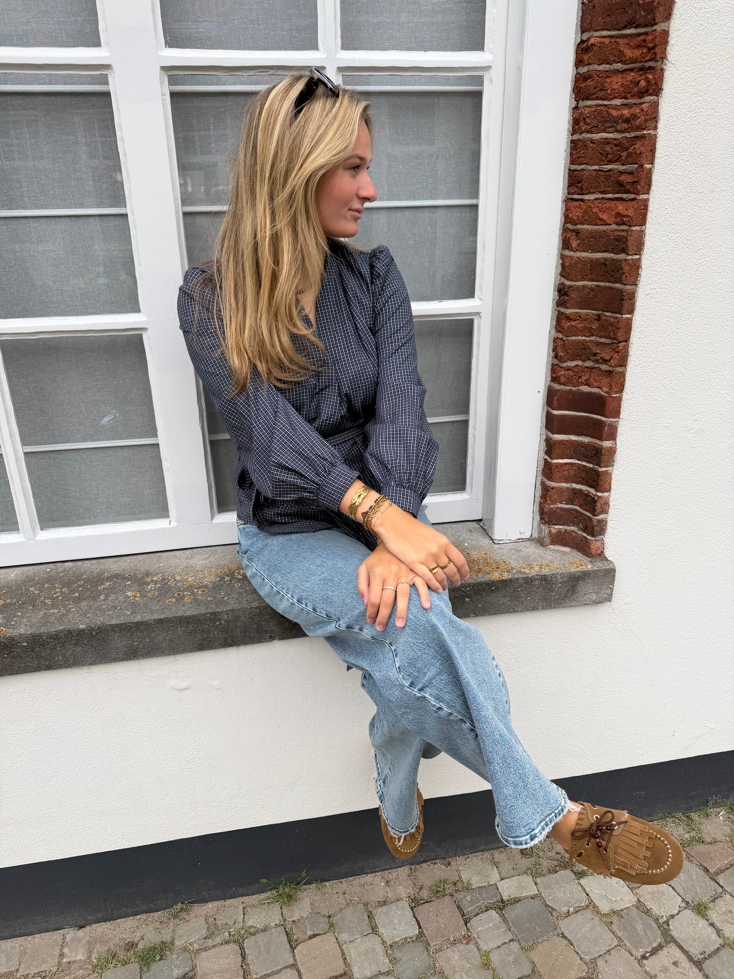 Blouse Jill Check Navy voor dames