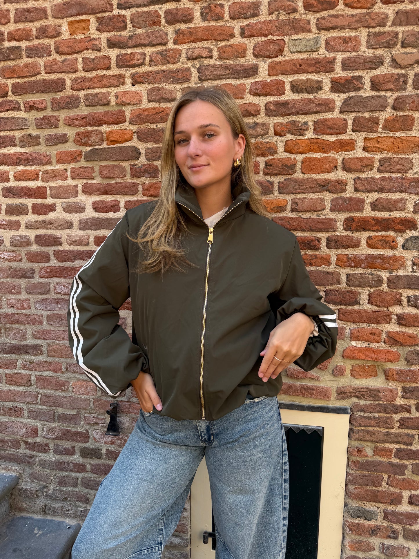 Jacket Indy Stripe Army Green voor dames