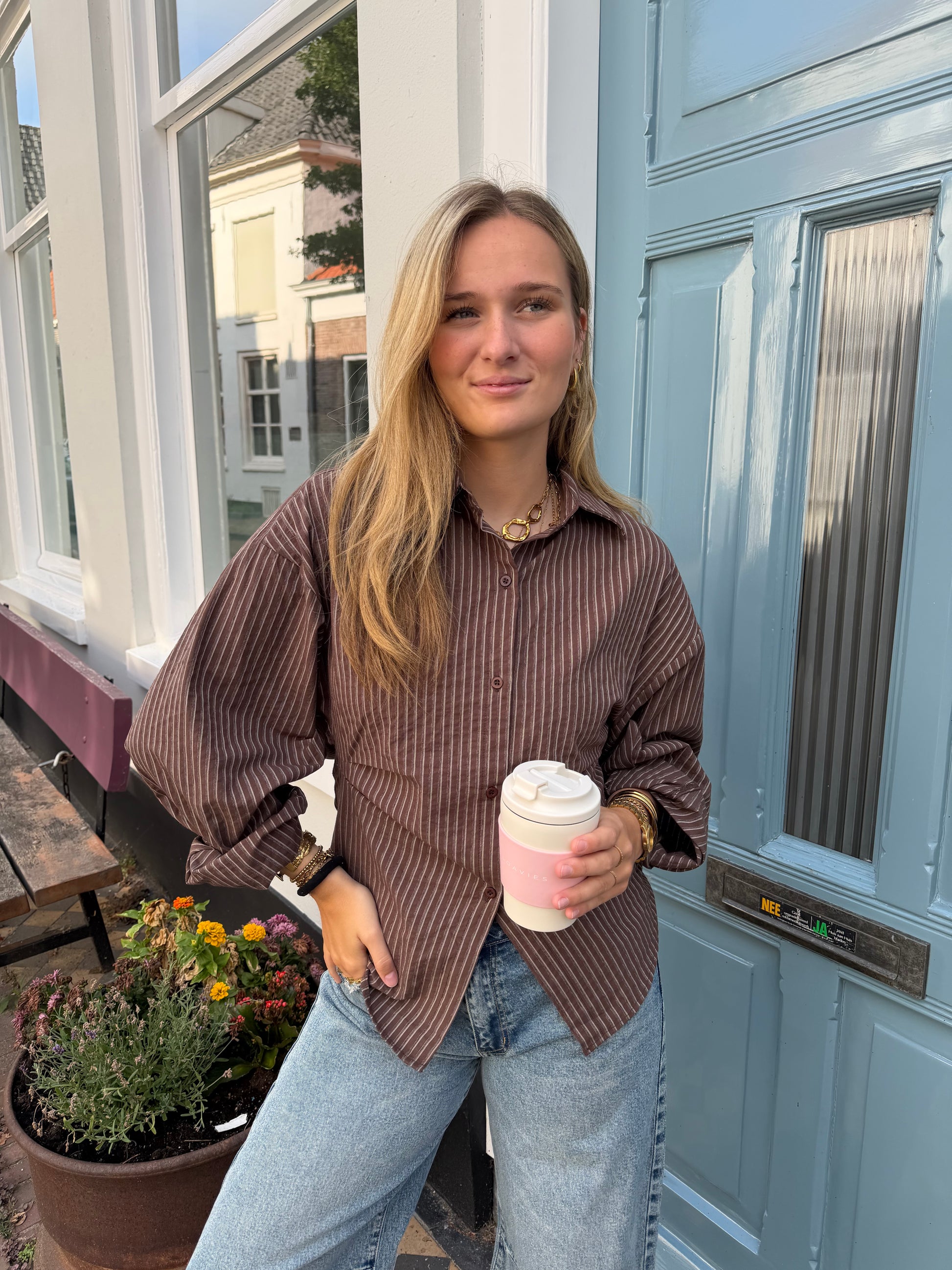 Blouse Lima Stripe Brown voor dames