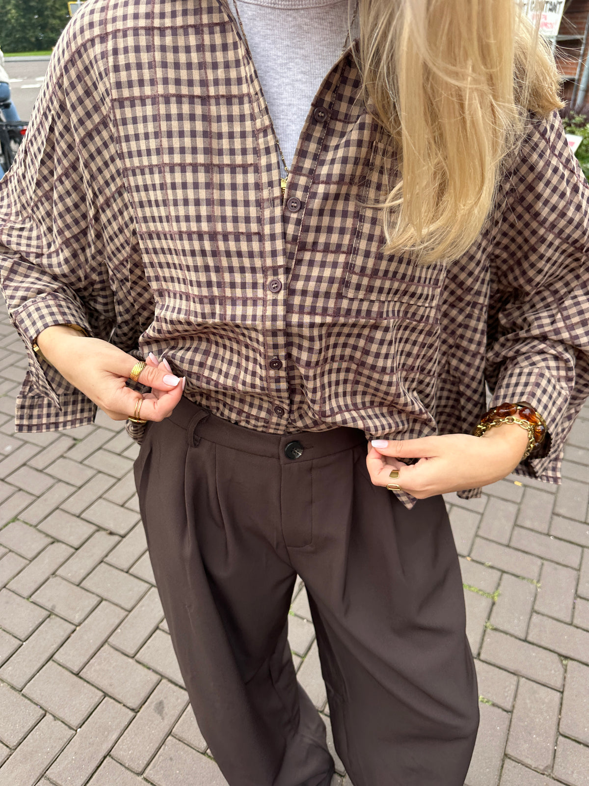 Blouse Riley Check Brown voor dames