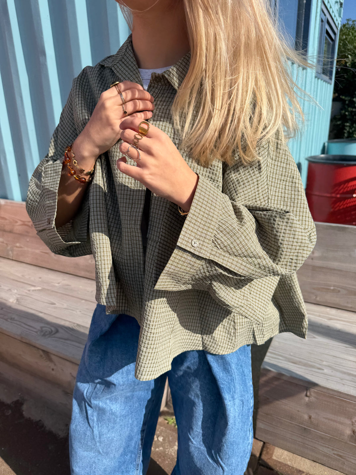 Blouse Sharon Check Green voor dames