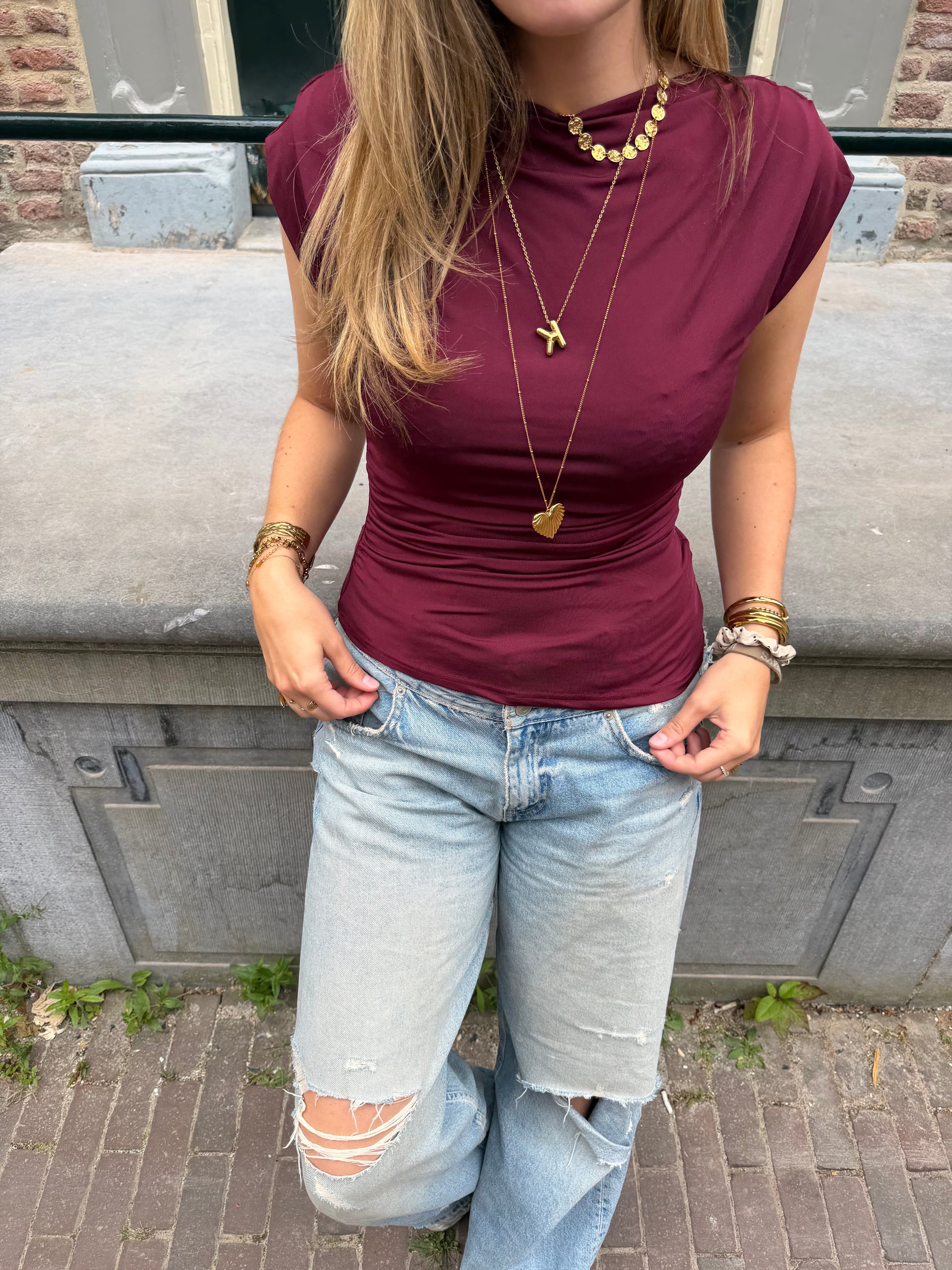 Top Shirly Bordeaux voor dames