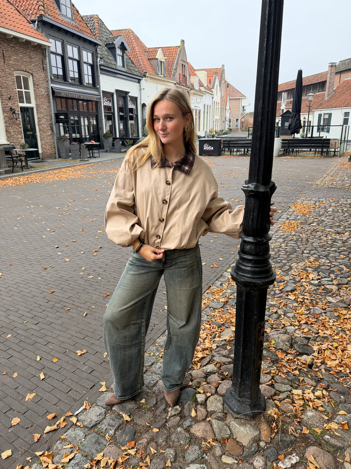 Jacket Siep Check Beige voor dames