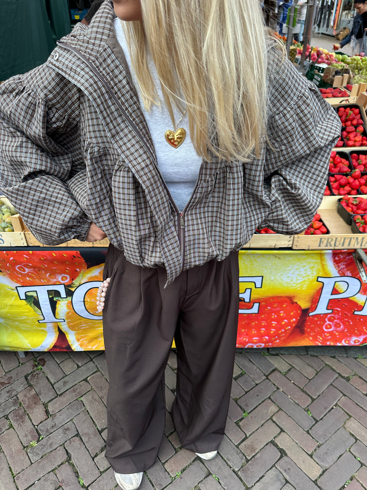 Jacket Sana Check Brown voor dames