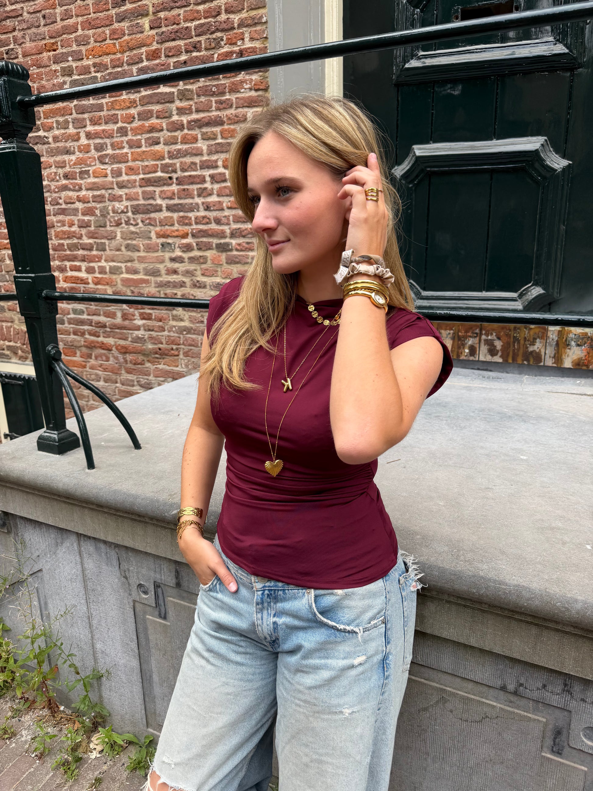 Top Shirly Bordeaux voor dames