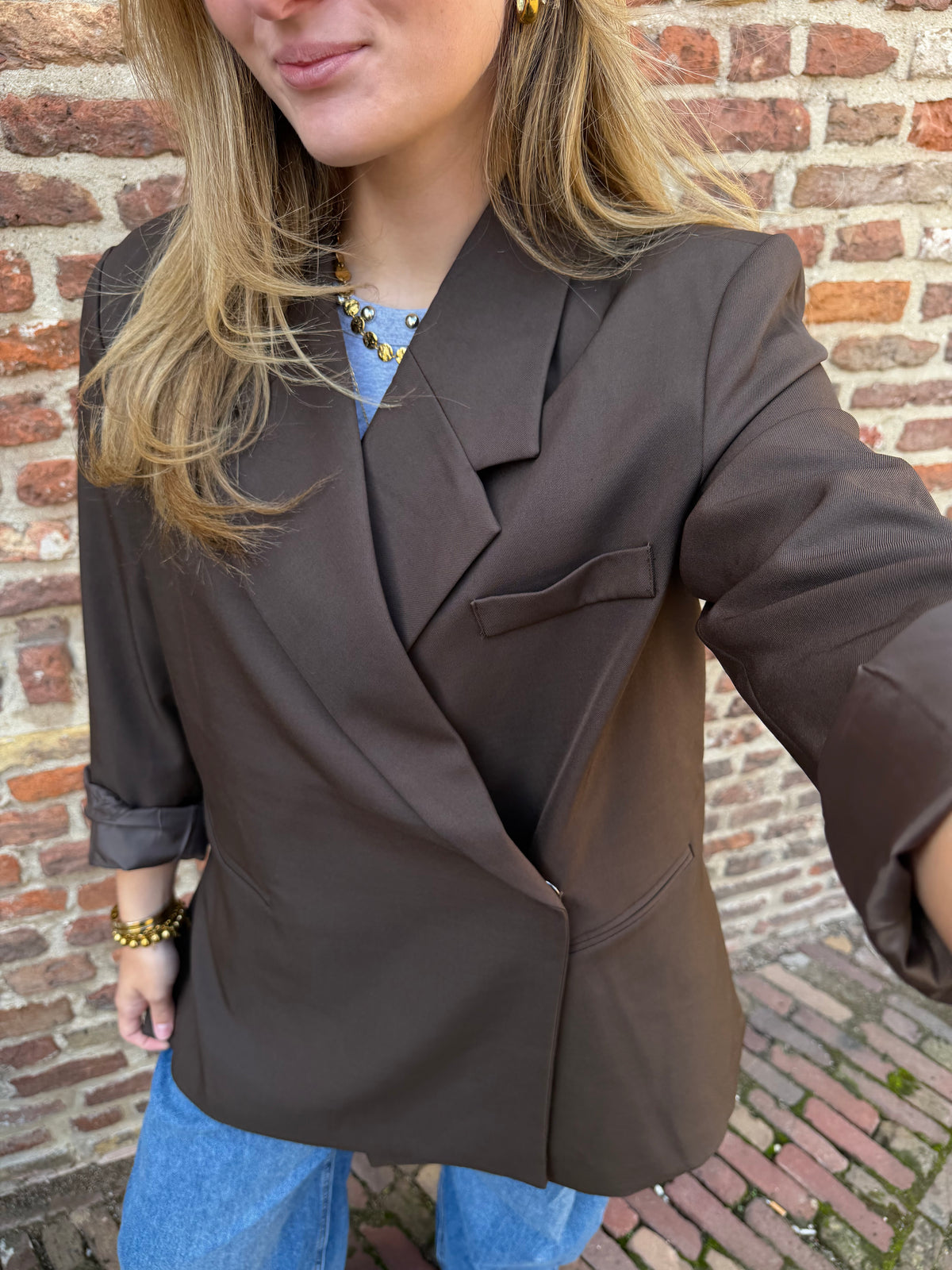 Blazer Roza Oversized Brown voor dames