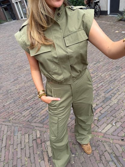Pants Lara Cargo Army Green voor dames