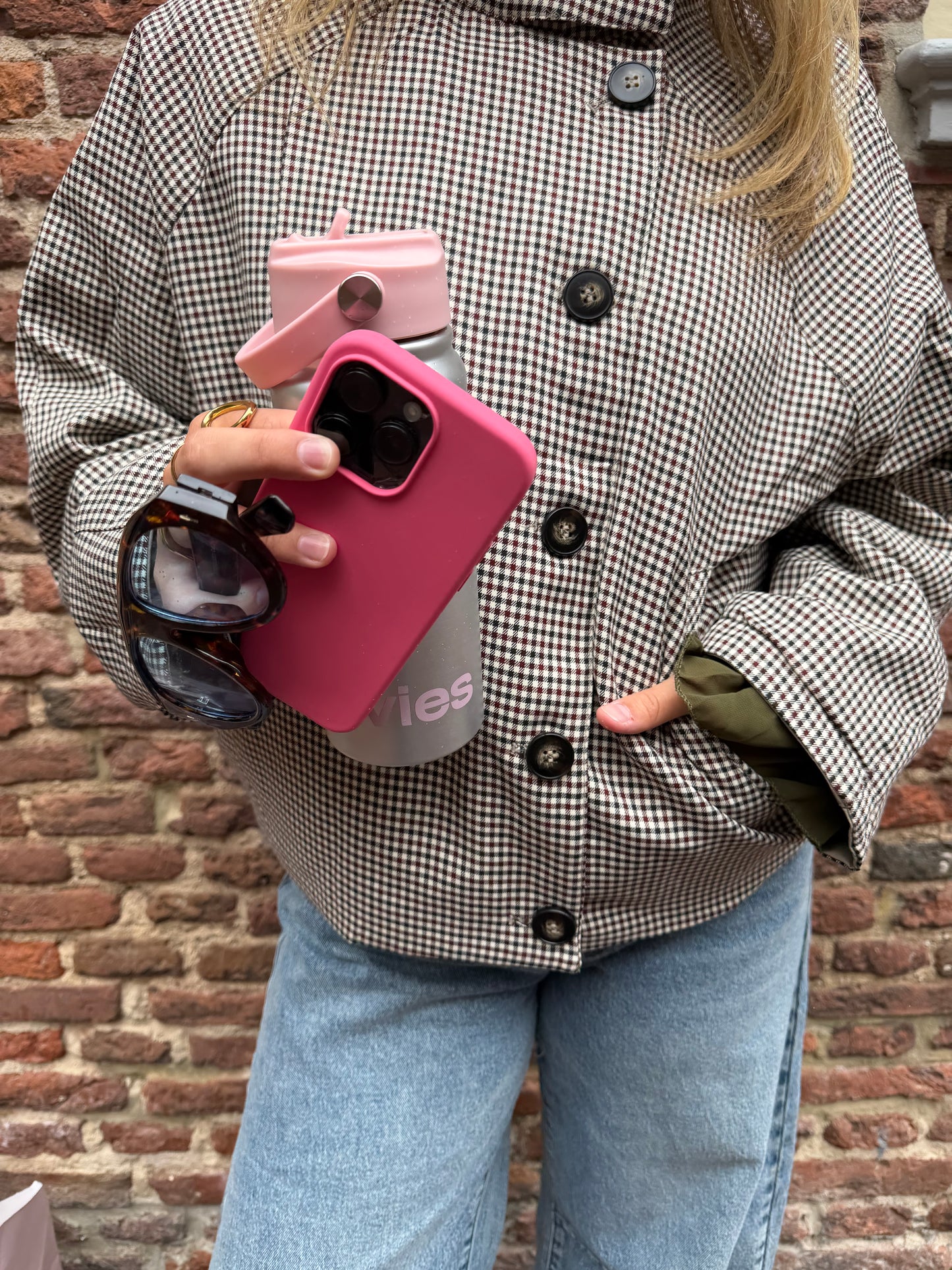 Jacket Floor Check Beige voor dames