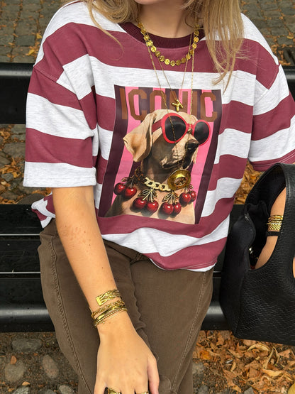 T-shirt Dog Bordeaux Lightgrey voor dames