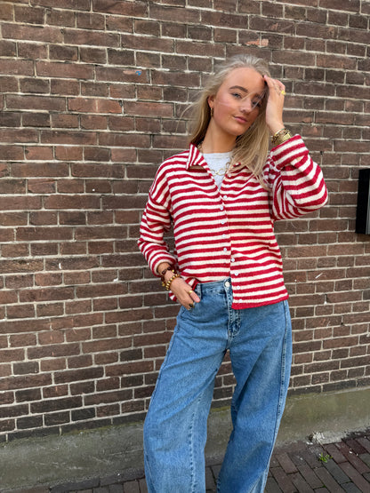 Cardigan Veerle Stripe Red voor dames