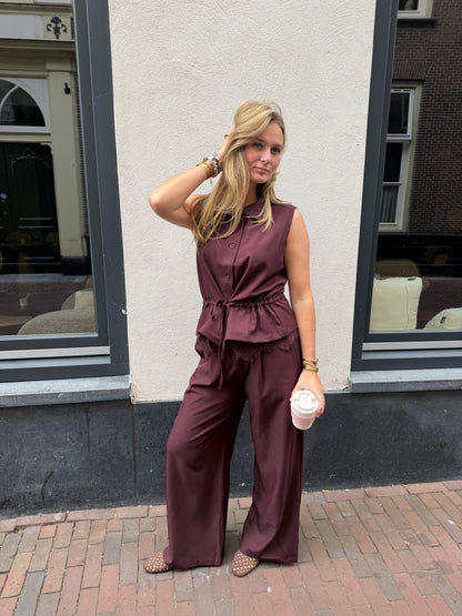 Pants River Wide Leg Bordeaux voor dames