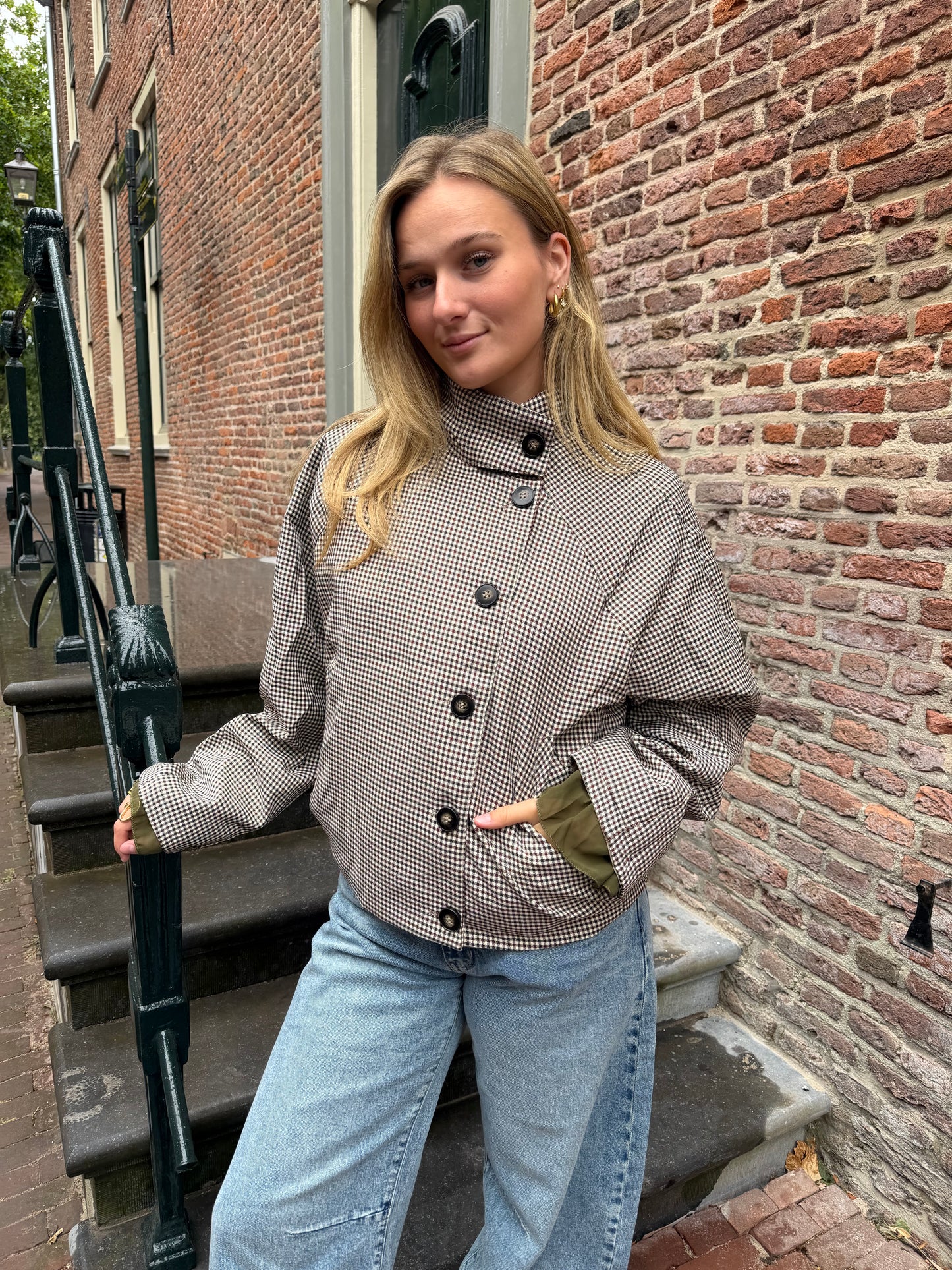 Jacket Floor Check Beige voor dames