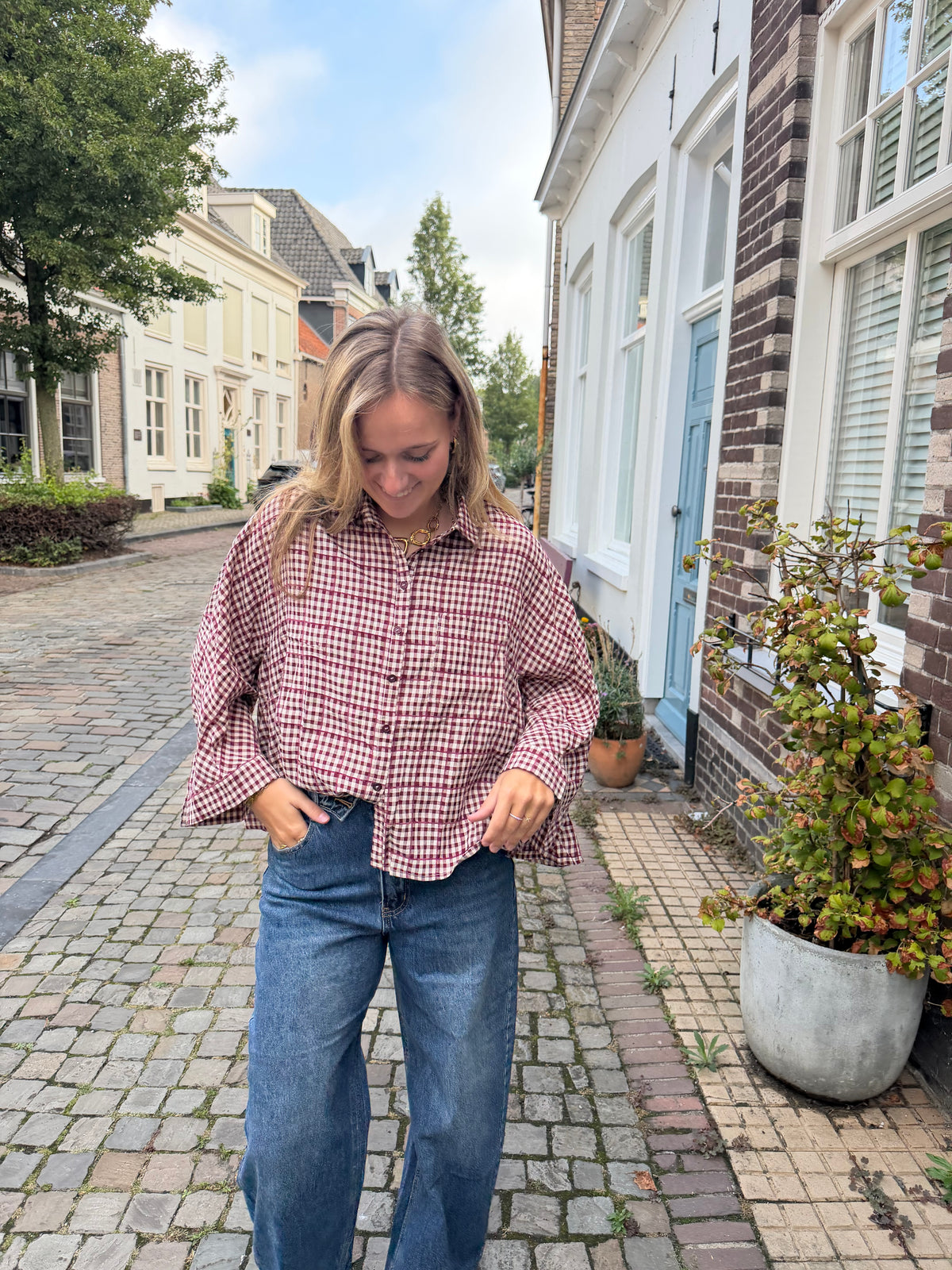 Blouse Riley Check Red voor dames