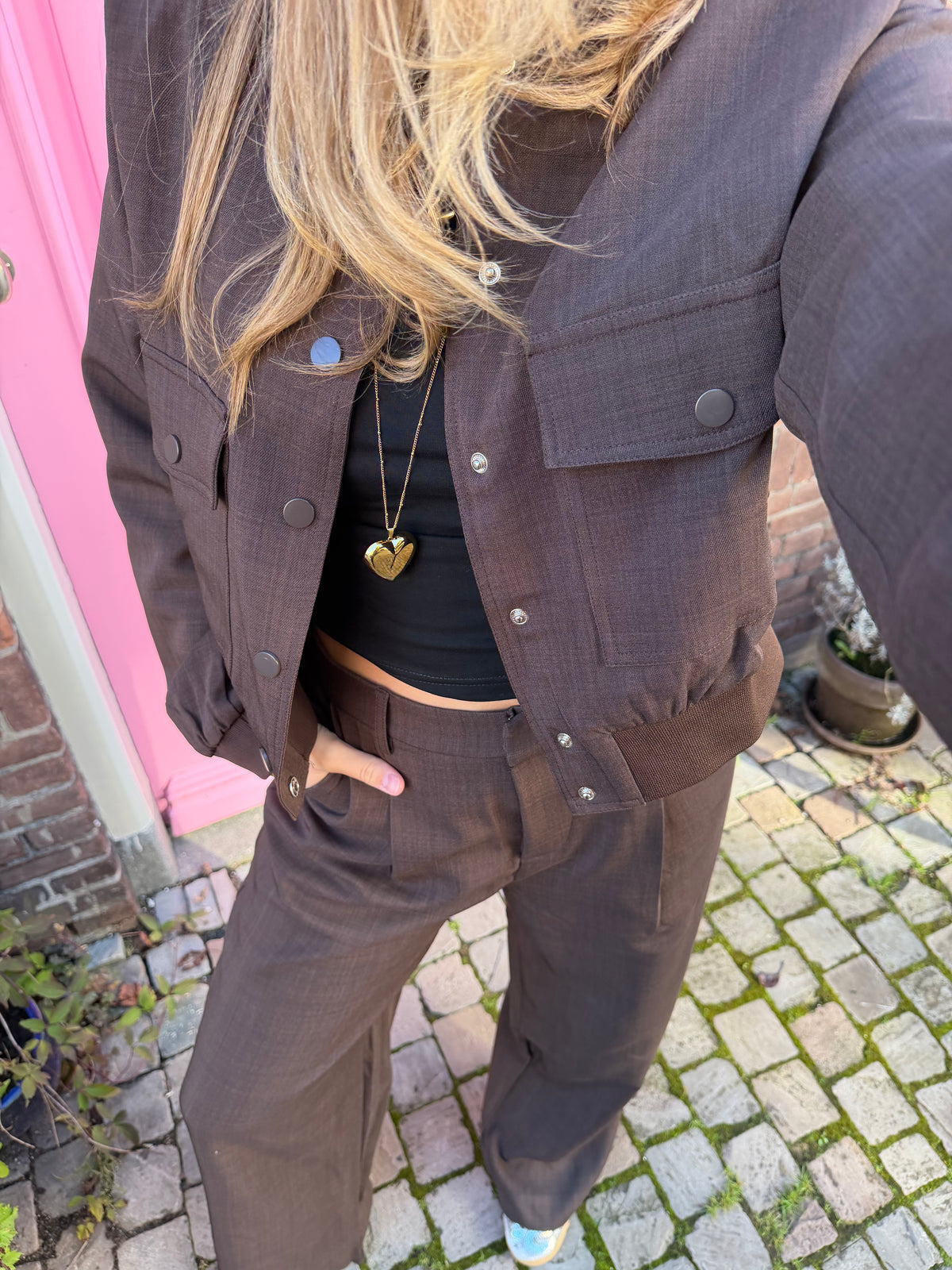 Jacket Garwin Button Brown voor dames