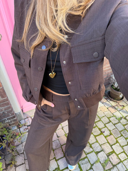 Jacket Garwin Button Brown voor dames