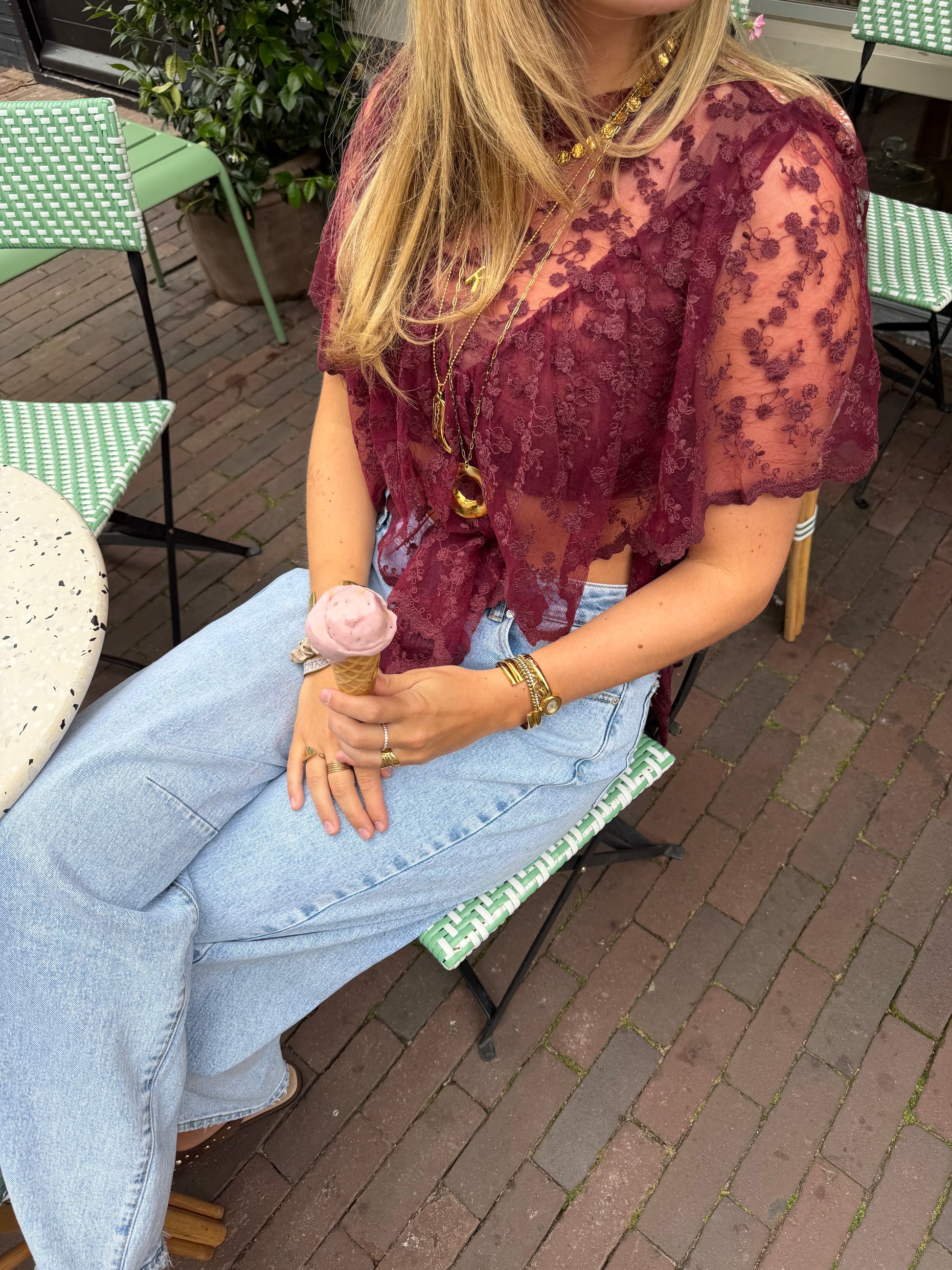 Top Eva Lace Bordeaux voor dames