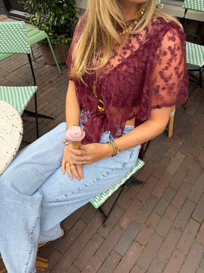 Top Eva Lace Bordeaux voor dames
