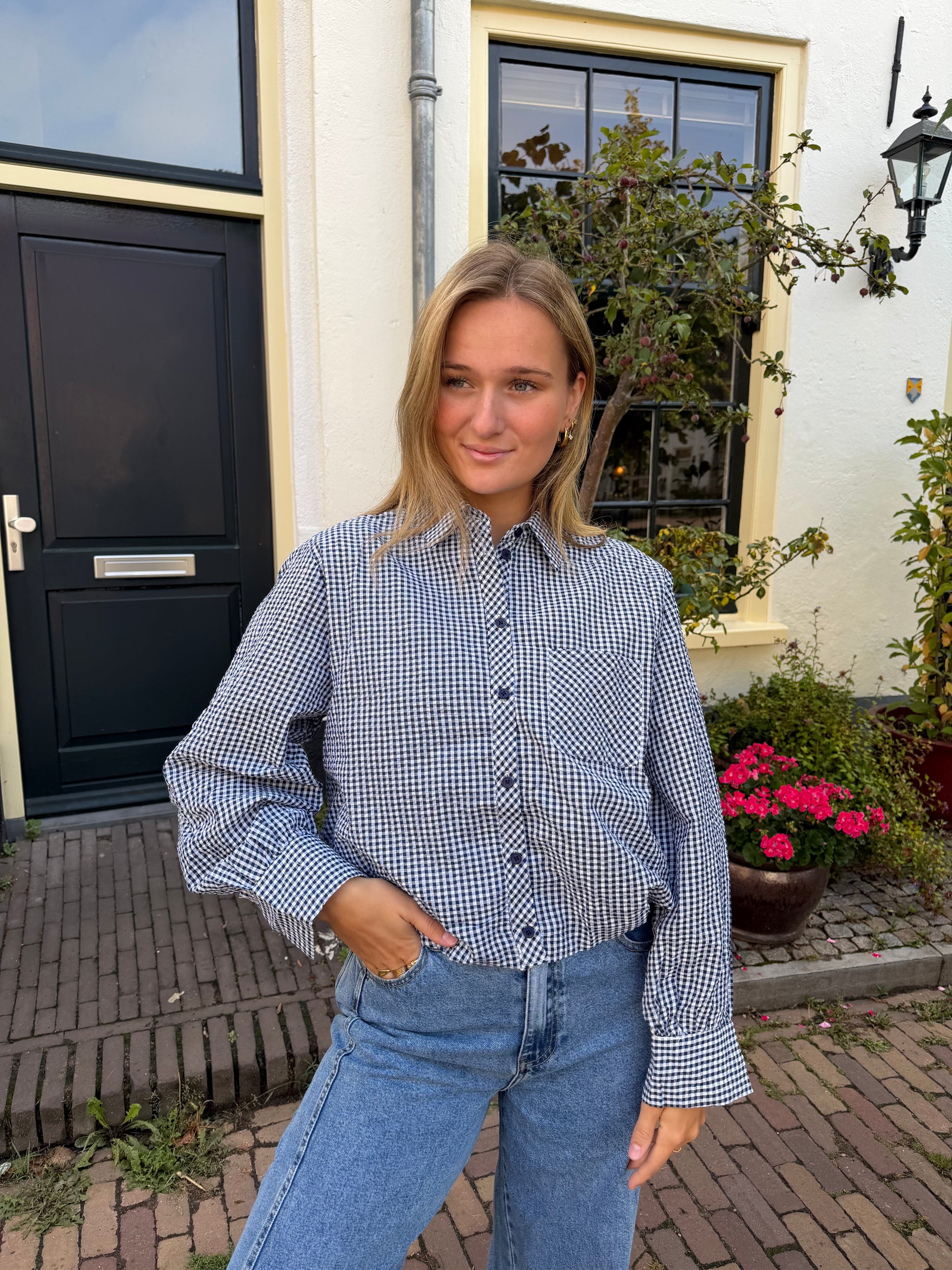 Blouse Dana Check Blue voor dames