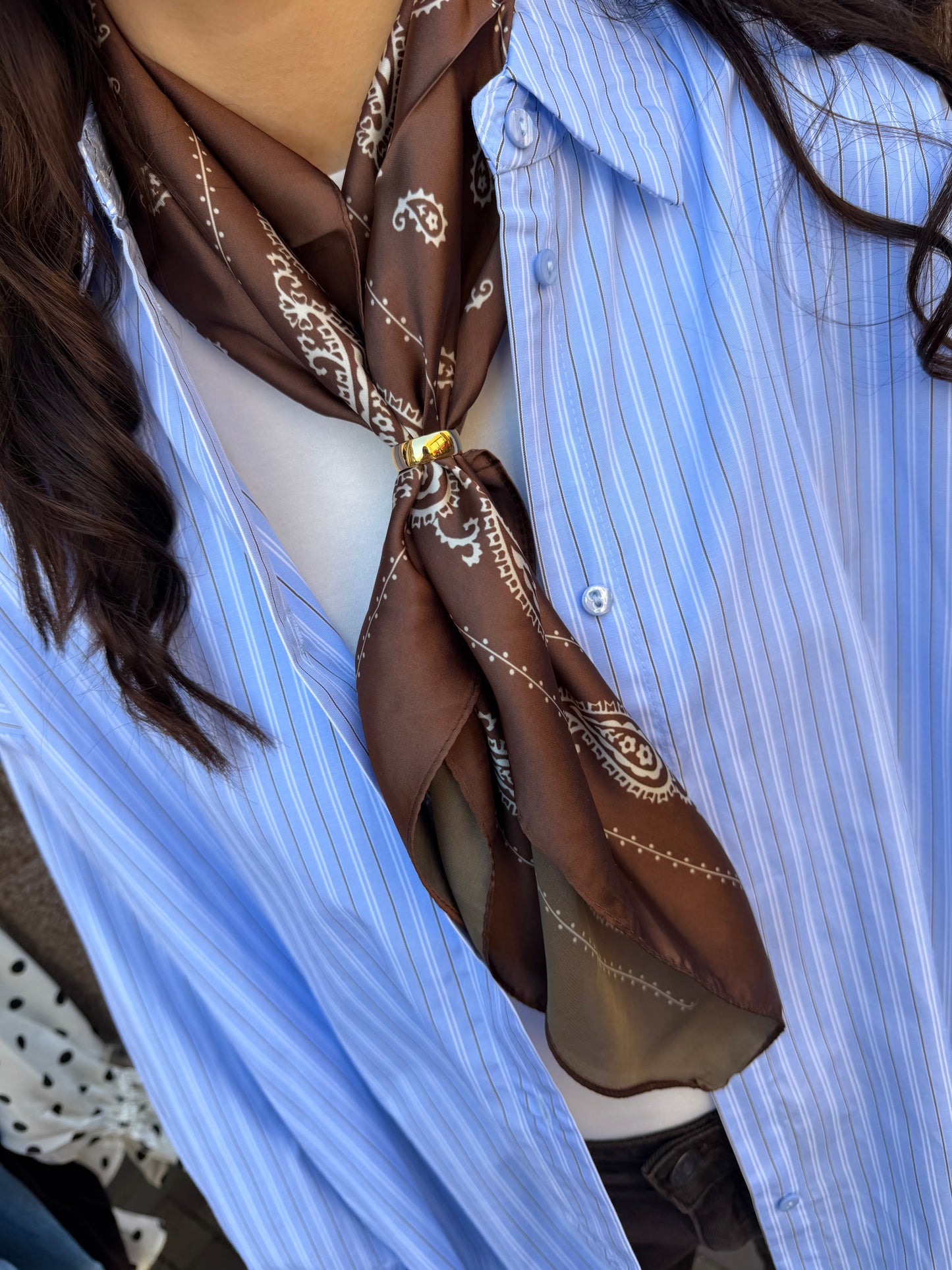 Sjaaltje White Coffee voor damesScarf Clip Circle voor dames