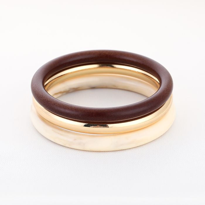 Bangle Set Brown White Gold voor dames