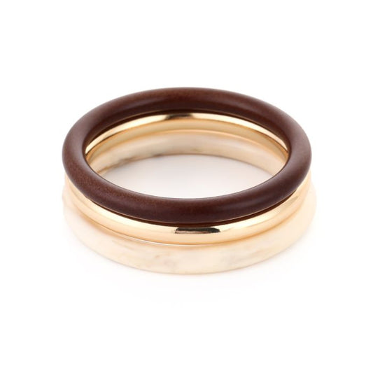 Bangle Set Brown White Gold voor dames