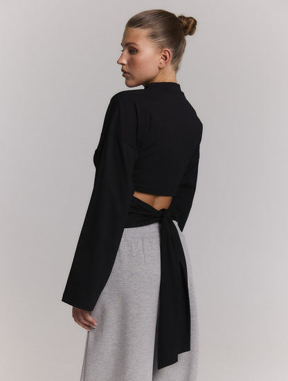 Longsleeve Feather Tie Black voor dames