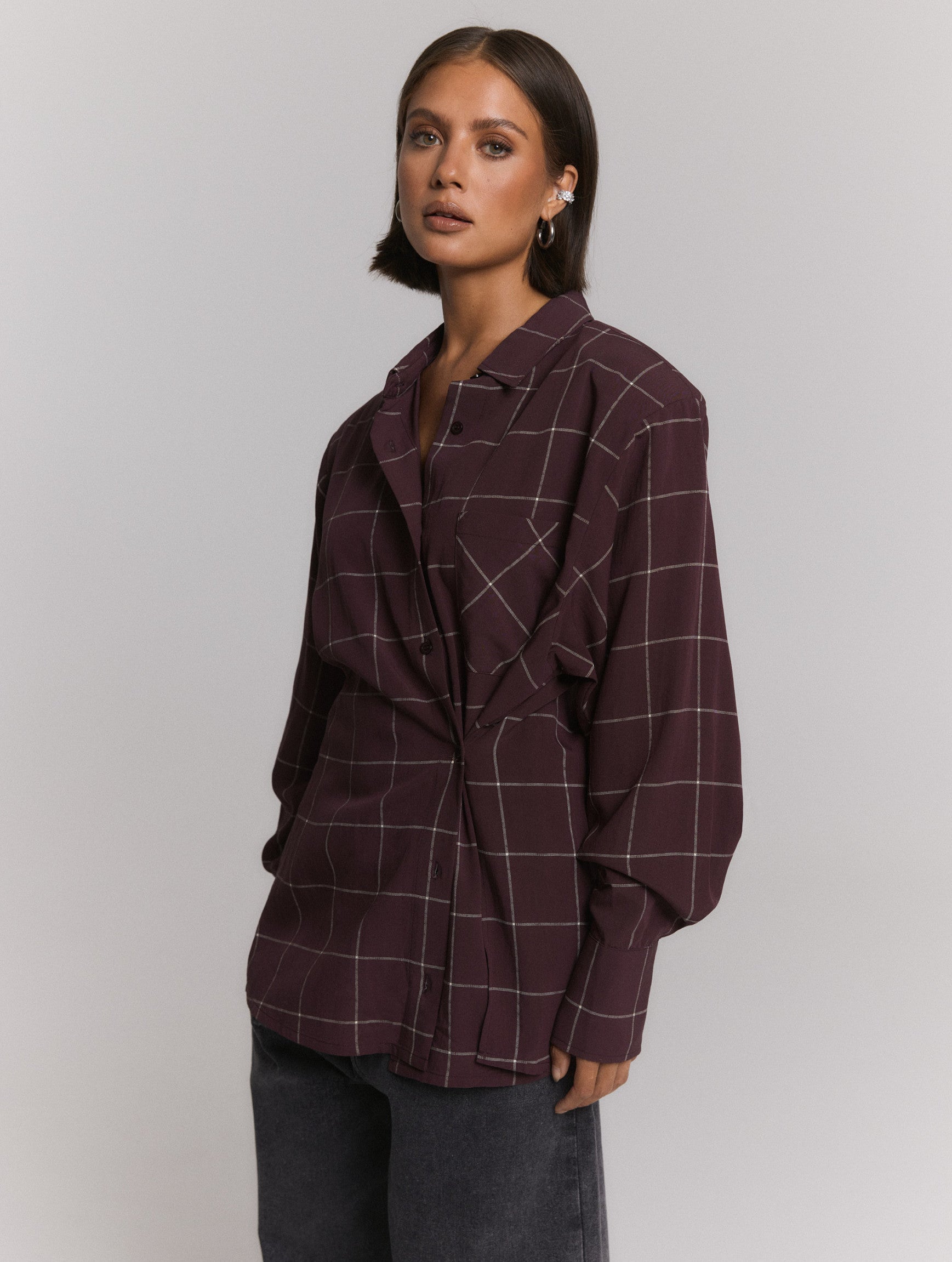 Blouse Naro Check Burgundy voor dames