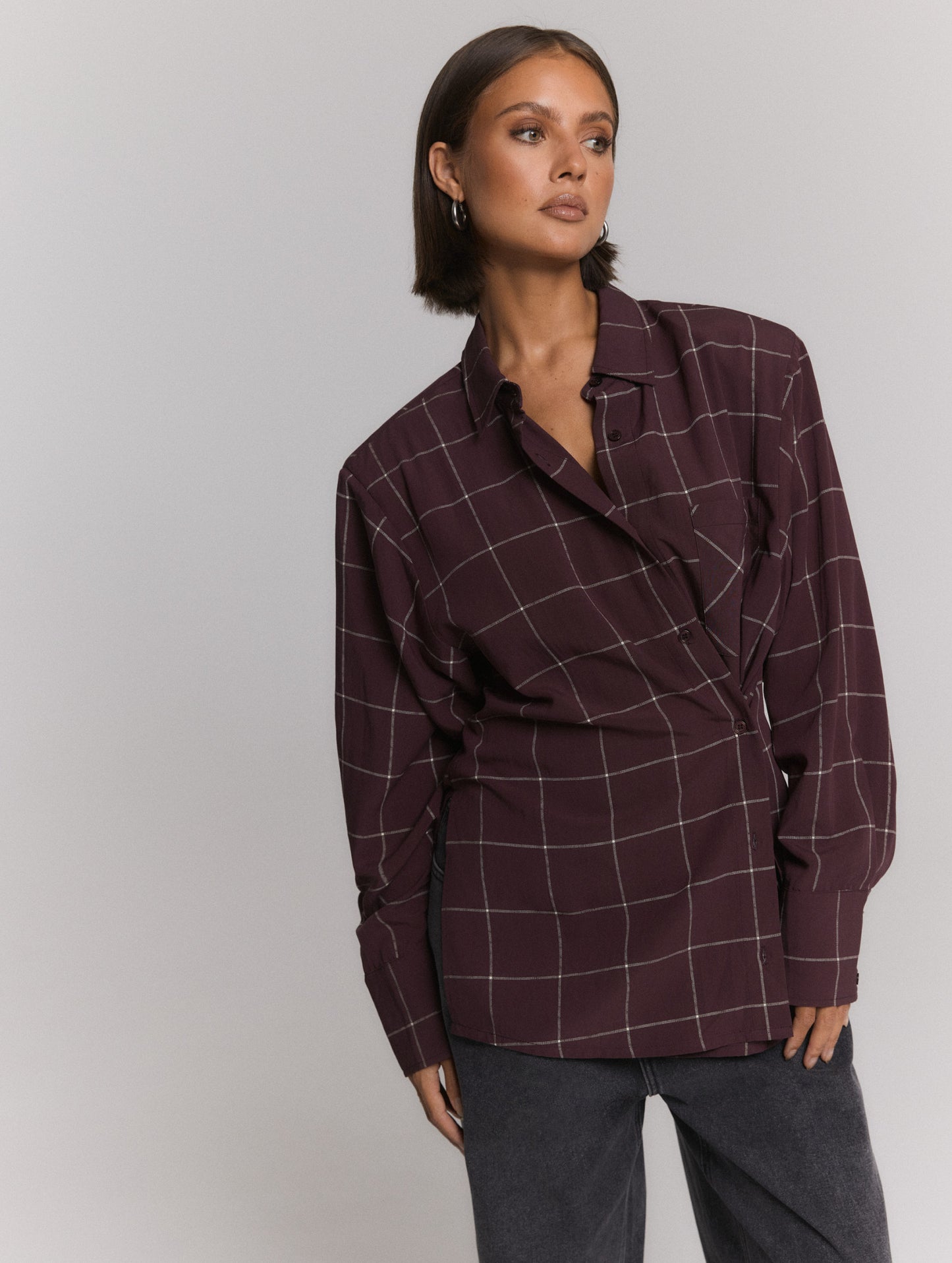 Blouse Naro Check Burgundy voor dames
