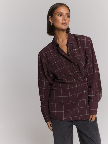 Blouse Naro Check Burgundy voor dames