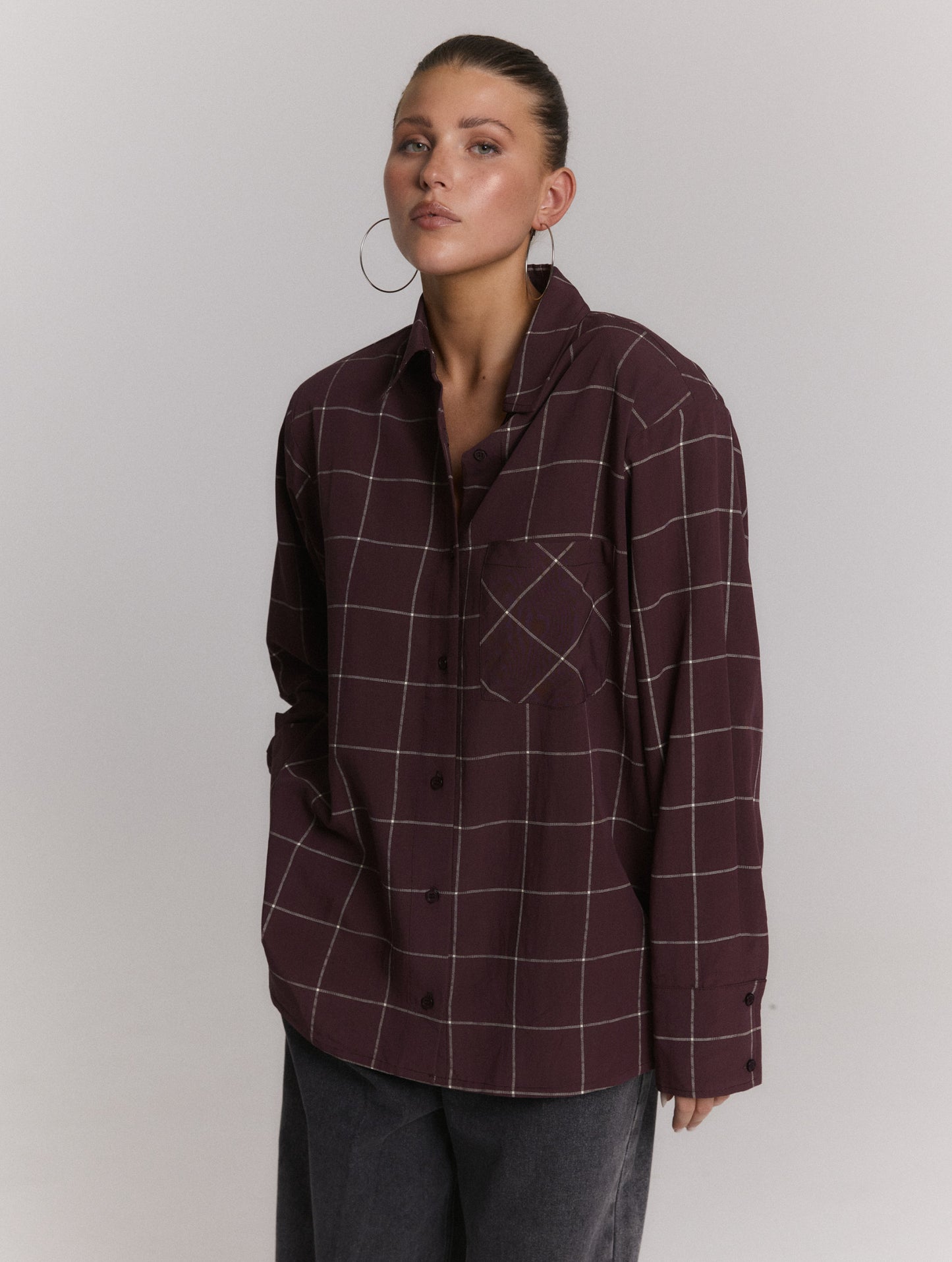 Blouse Naro Check Burgundy voor dames