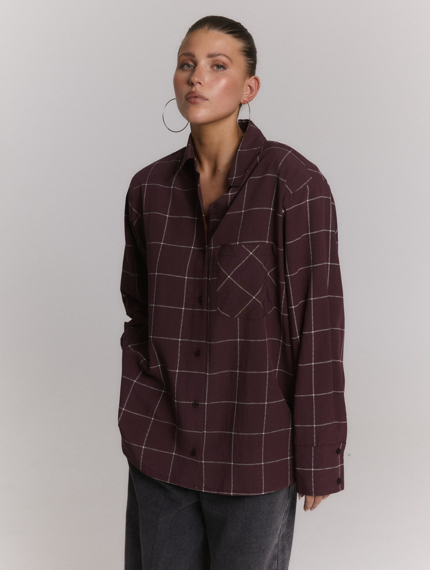 Blouse Naro Check Burgundy voor dames