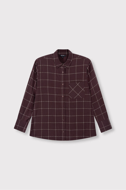 Blouse Naro Check Burgundy voor dames