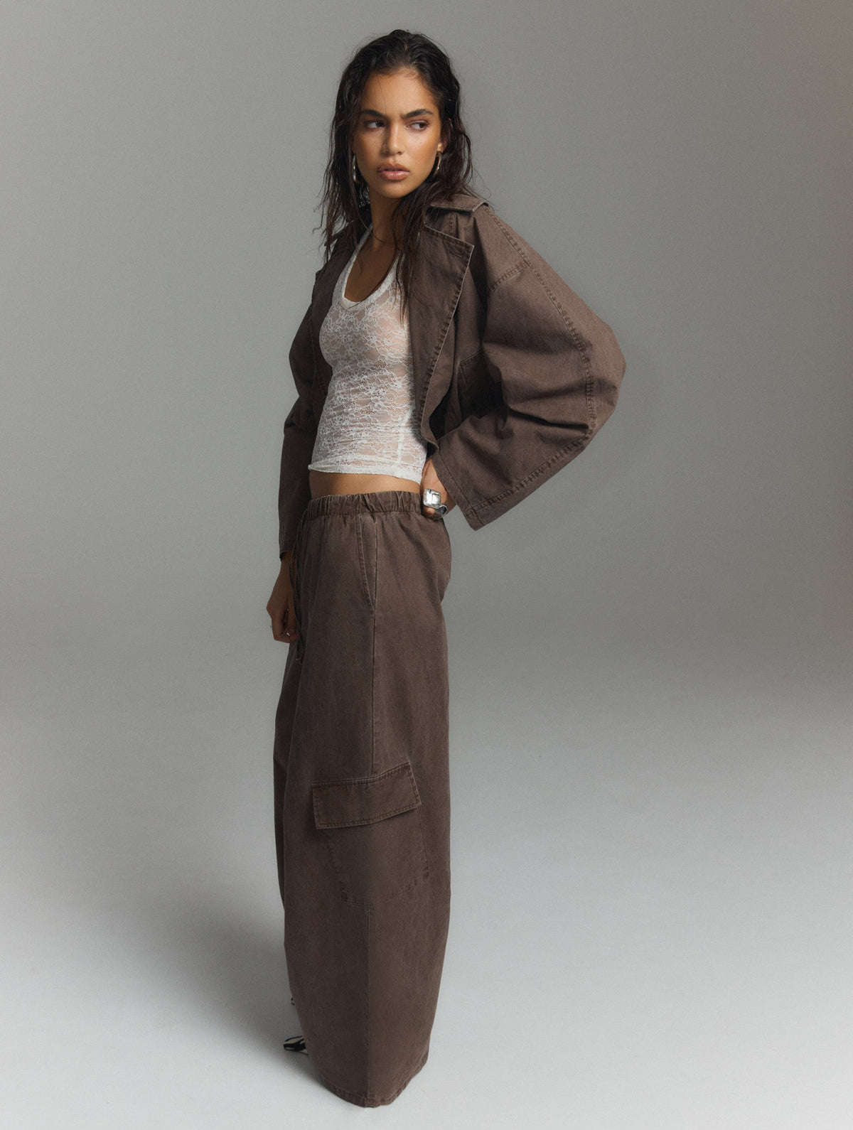 Pants Mila Cargo Brown voor dames