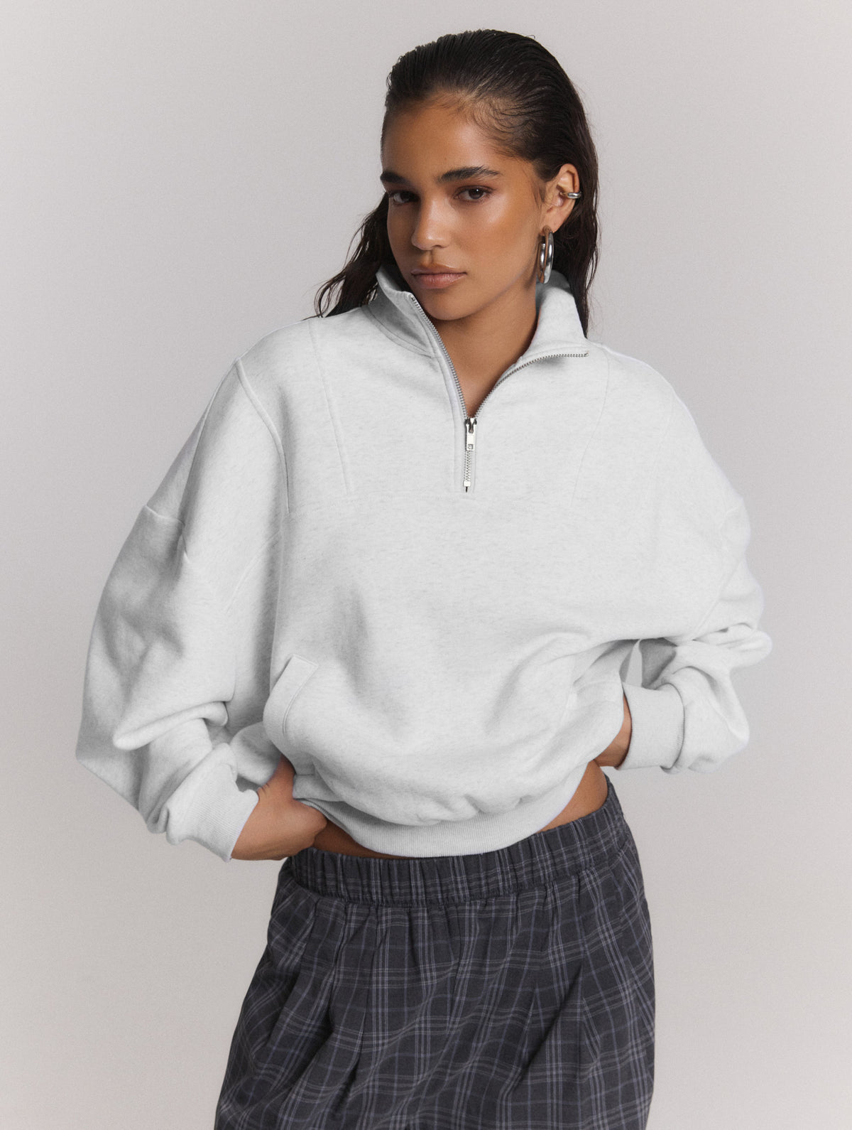 Sweater Bianca Zip Grey voor dames
