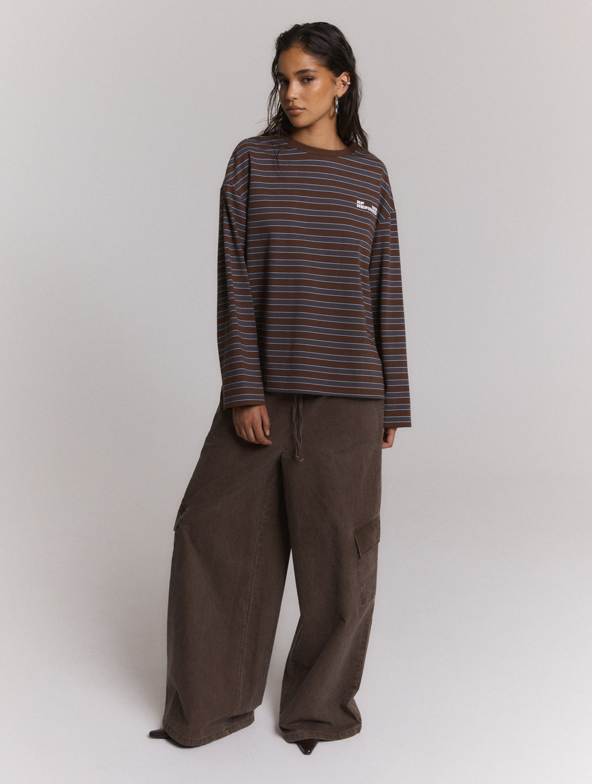 Longsleeve Amelie Stripe Brown voor dames