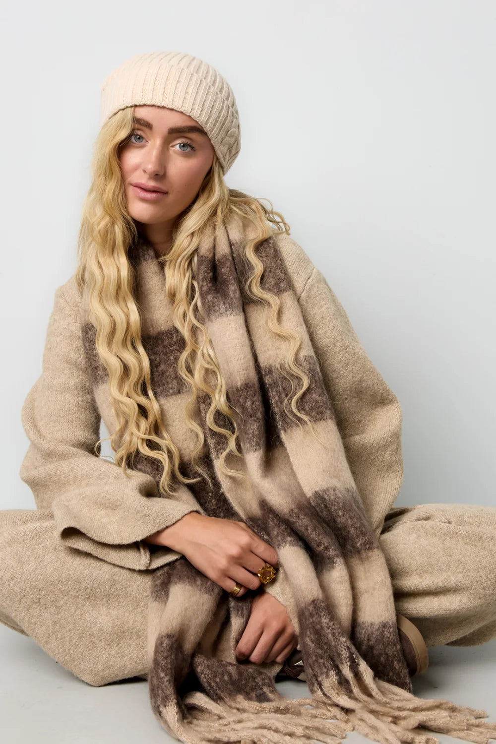 Scarf Stripe Knit Brown voor dames