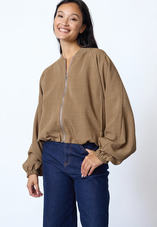Jacket Garwin Zipper Sand voor dames